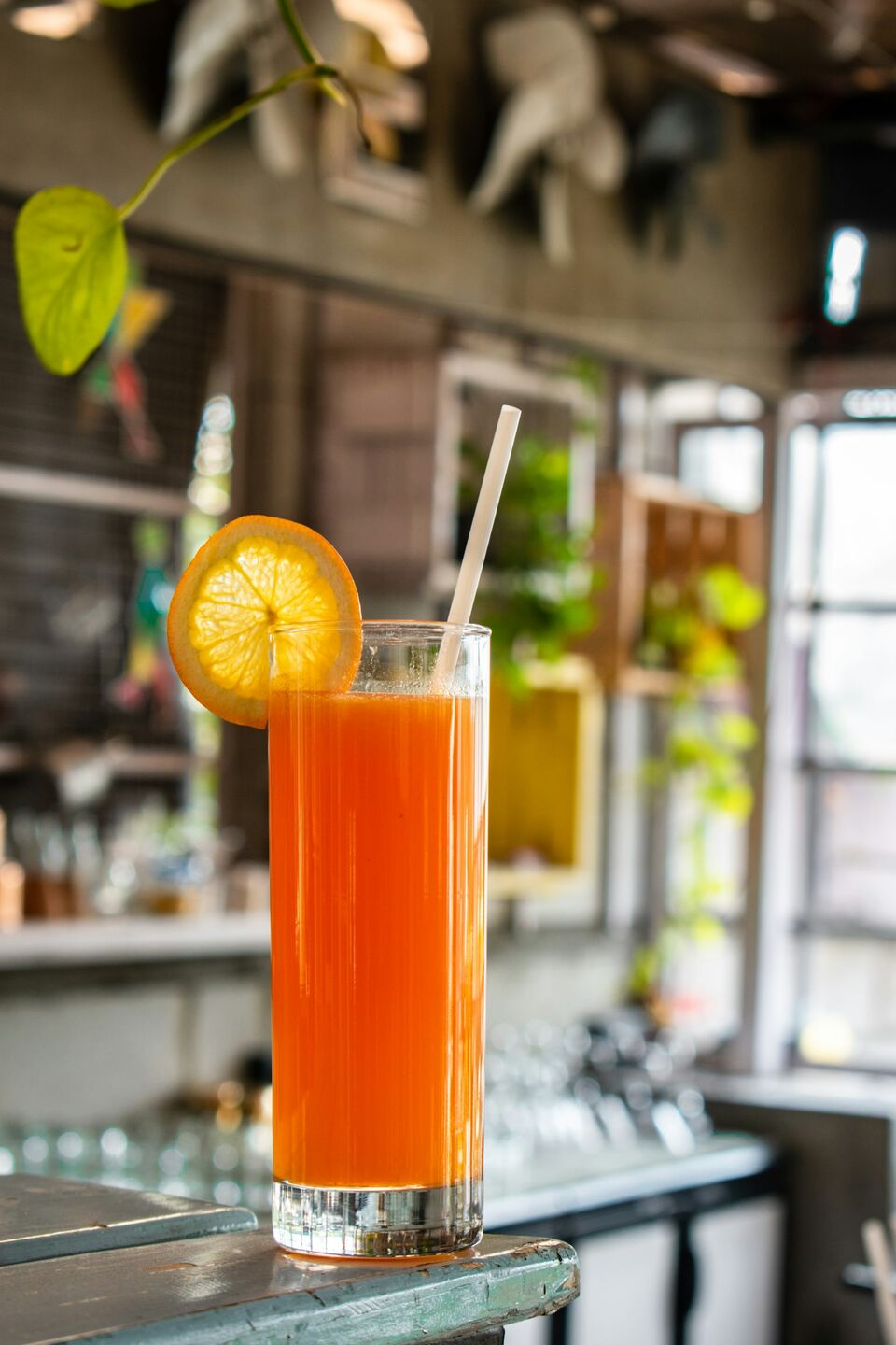 Fresh orange juice on the bar